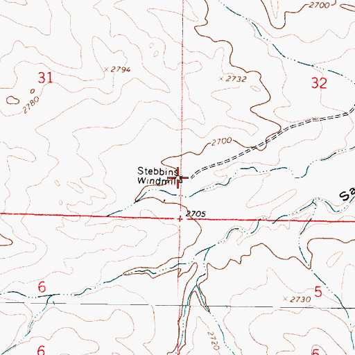 Topographic Map of Stebbins Windmill, MT