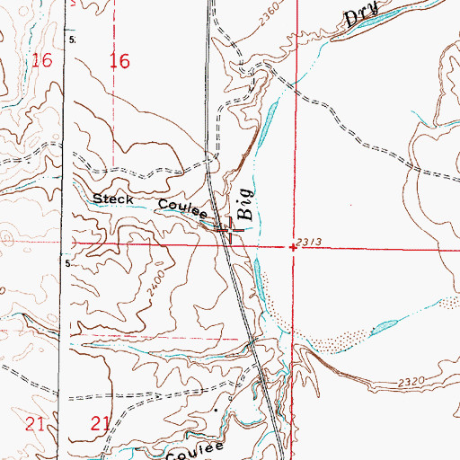 Topographic Map of Steck Coulee, MT