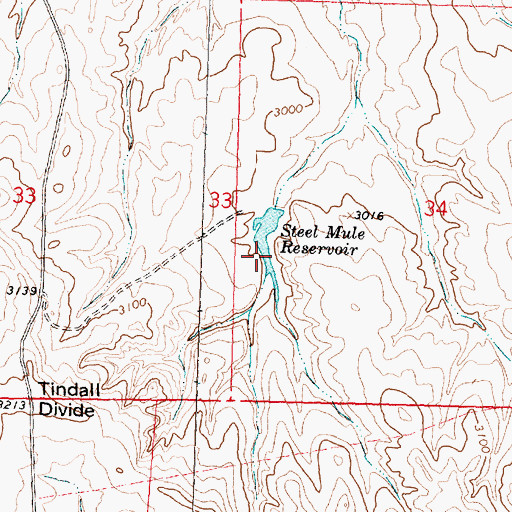 Topographic Map of Steel Mule Reservoir, MT