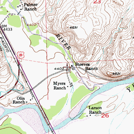 Topographic Map of Steeves Ranch, MT