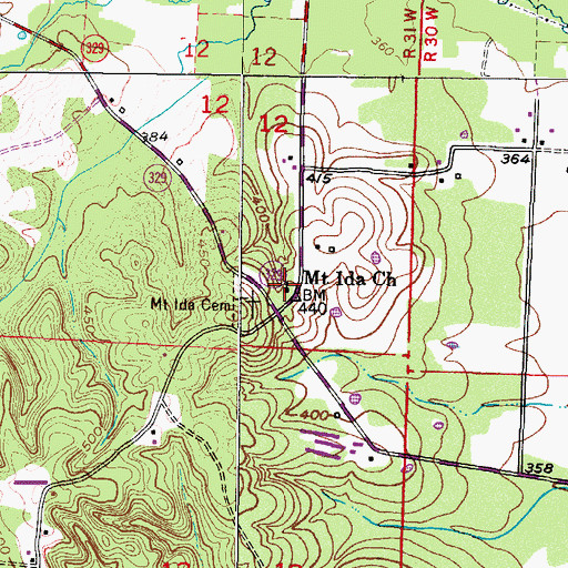 Topographic Map of Mount Ida Church, AR