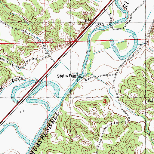 Topographic Map of Stella Dam, MT
