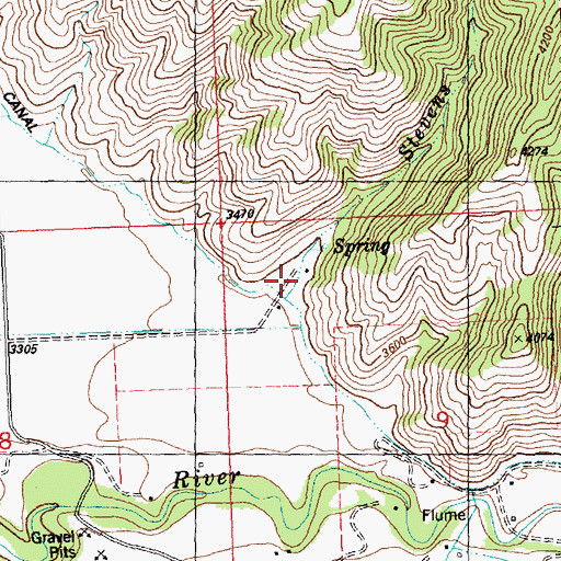Topographic Map of Stevens Creek, MT
