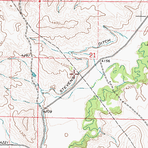 Topographic Map of Stevens Ditch, MT