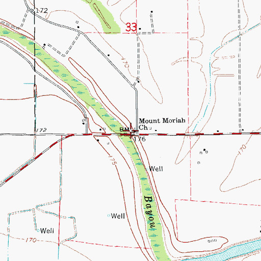 Topographic Map of Mount Moriah Church, AR