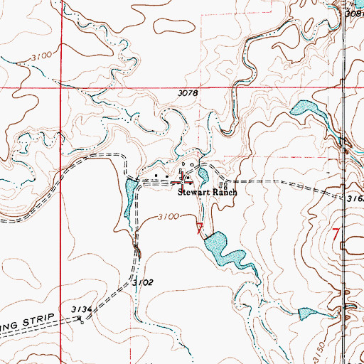 Topographic Map of Stewart Ranch, MT