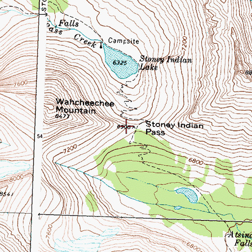 Topographic Map of Stoney Indian Pass, MT