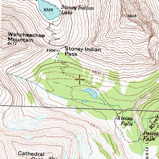 Topographic Map of Stoney Indian Pass Trail, MT