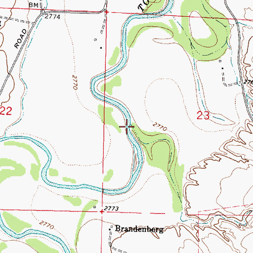 Topographic Map of Straight Creek, MT