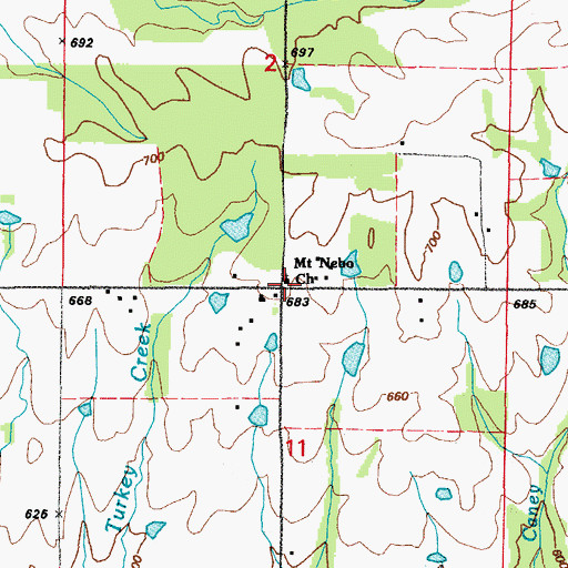 Topographic Map of Mount Nebo Church, AR