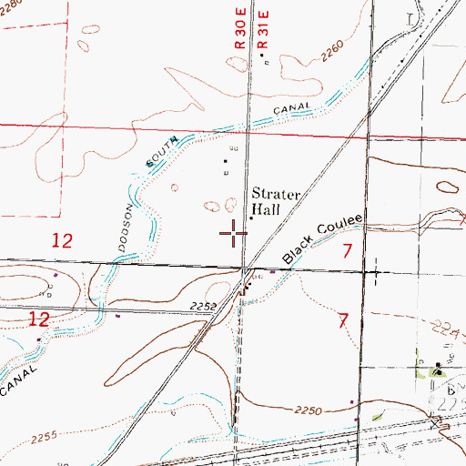 Topographic Map of Strater Hall, MT