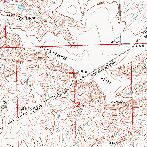 Topographic Map of Stratford Hill, MT