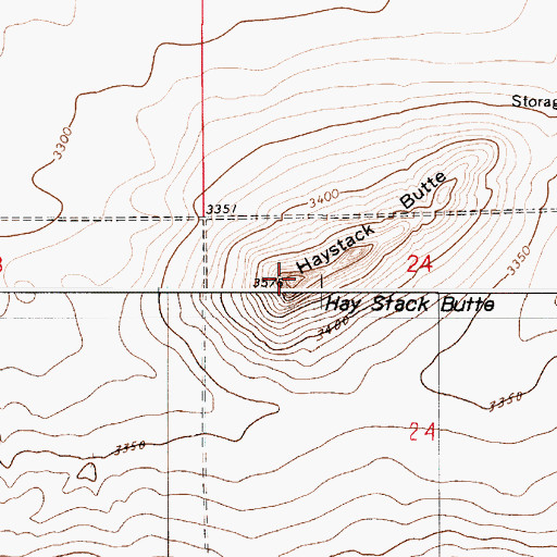 Topographic Map of Haystack Butte, MT
