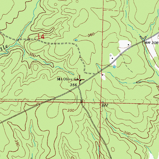 Topographic Map of Mount Olive Baptist Church, AR