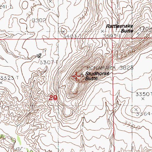 Topographic Map of Studhorse Butte, MT