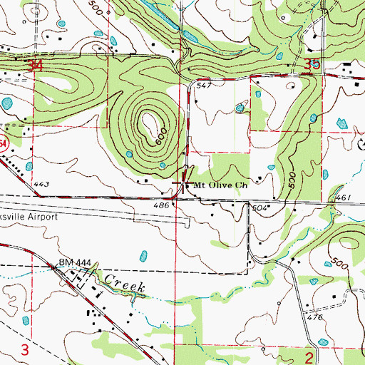 Topographic Map of Mount Olive United Methodist Church, AR
