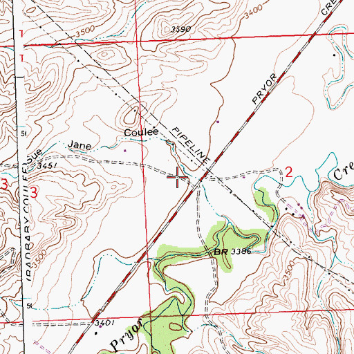 Topographic Map of Sue Jane Coulee, MT