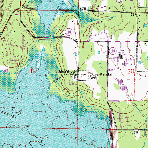 Topographic Map of Mount Olive Missionary Baptist Church, AR