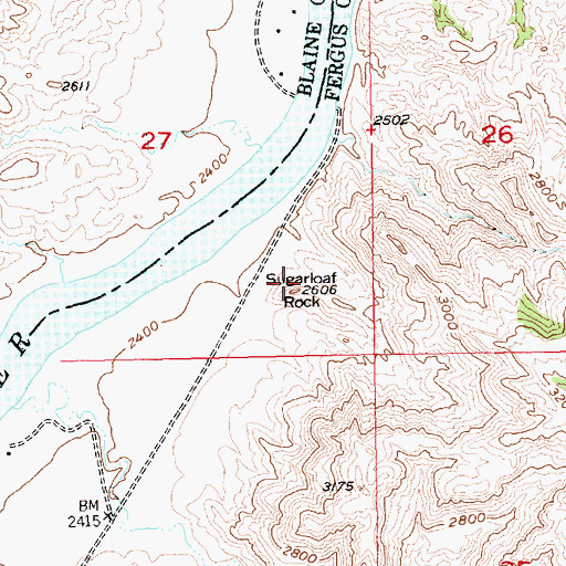 Topographic Map of Sugarloaf Rock, MT