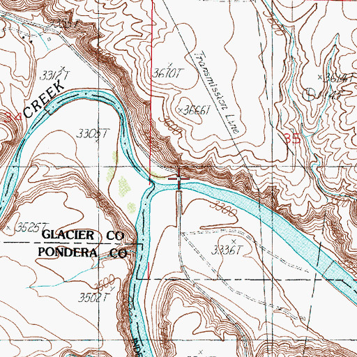 Topographic Map of Sullivan Bridge, MT