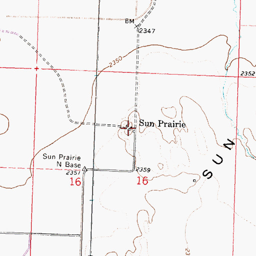 Topographic Map of Sun Prairie, MT