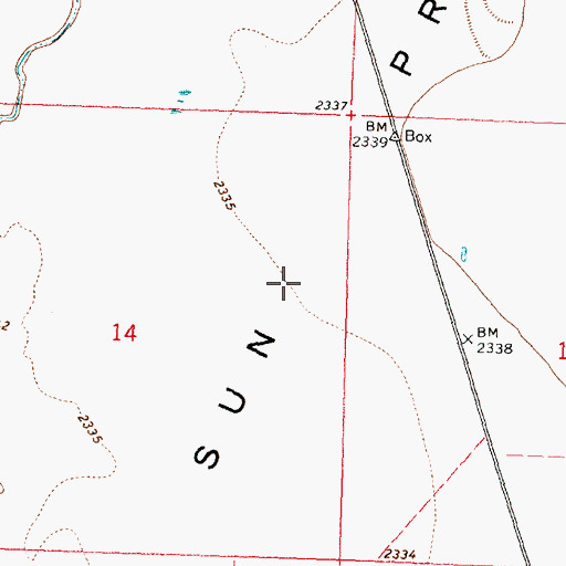 Topographic Map of Sun Prairie Flats, MT