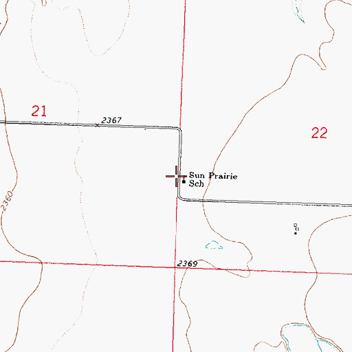 Topographic Map of Sun Prairie School (historical), MT