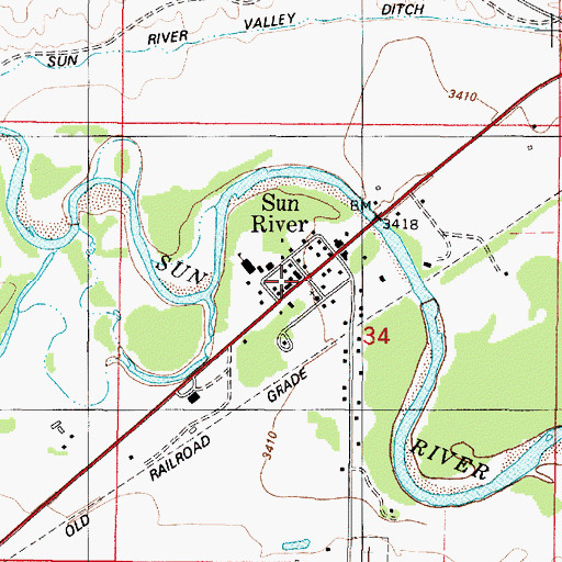 Topographic Map of Sun River, MT