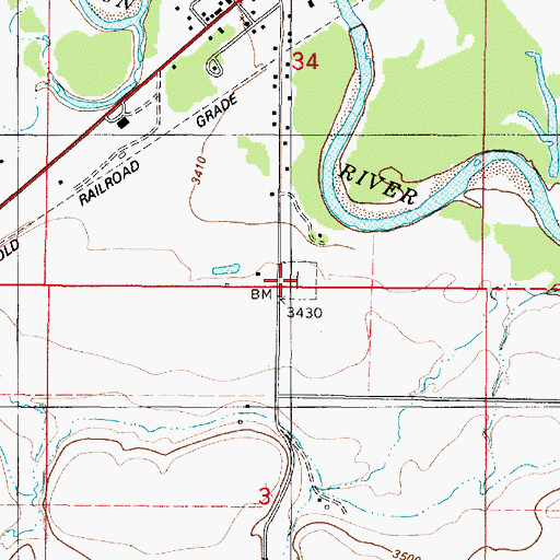 Topographic Map of Sun River Cemetery, MT