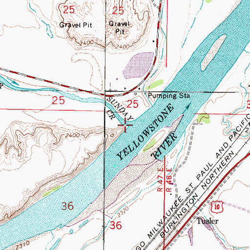 Topographic Map of Sunday Creek, MT