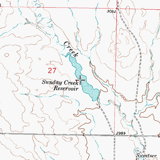 Topographic Map of Sunday Creek Reservoir, MT
