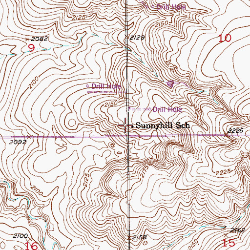 Topographic Map of Sunnyhill School, MT