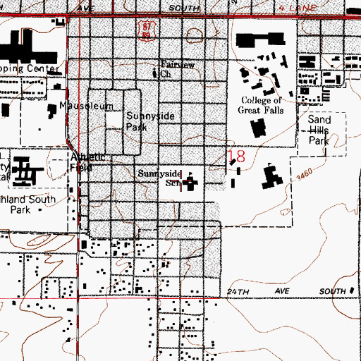 Topographic Map of Sunnyside School, MT