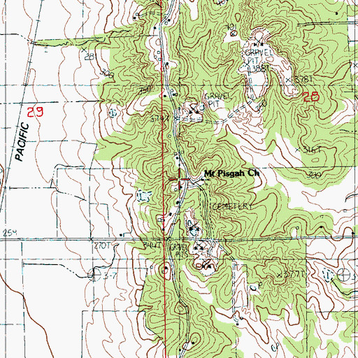 Topographic Map of Mount Pisgah Church, AR