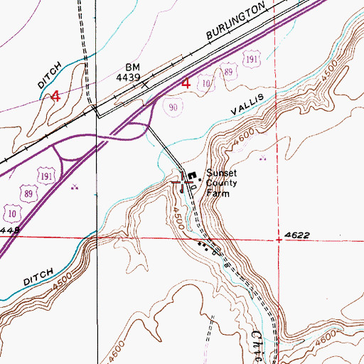 Topographic Map of Sunset County Farm, MT