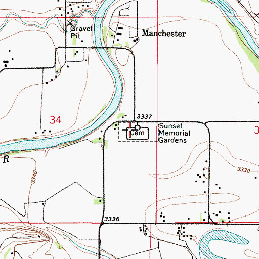 Topographic Map of Manchester Cemetery, MT