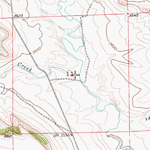 Topographic Map of Swamp Creek, MT