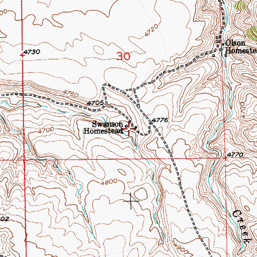 Topographic Map of Swanson Homestead, MT