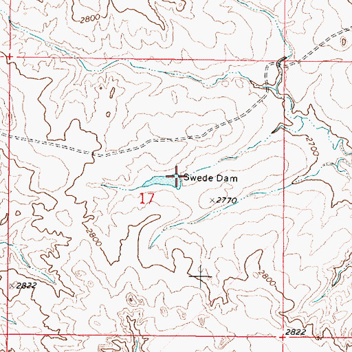 Topographic Map of Swede Dam, MT