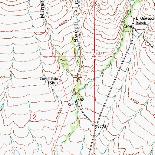 Topographic Map of Sweet Grass Coulee, MT