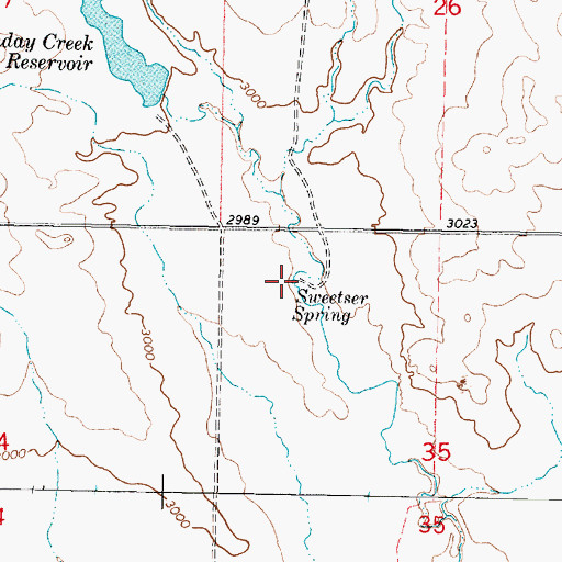 Topographic Map of Sweetser Spring, MT