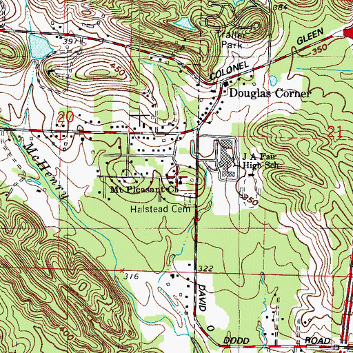 Topographic Map of Mount Pleasant United Methodist Church, AR