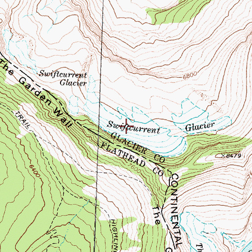 Topographic Map of Swiftcurrent Glacier, MT