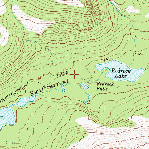 Topographic Map of Swiftcurrent Pass Trail, MT