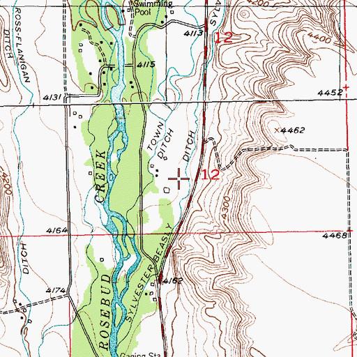 Topographic Map of Sylvester-Beasly Ditch, MT