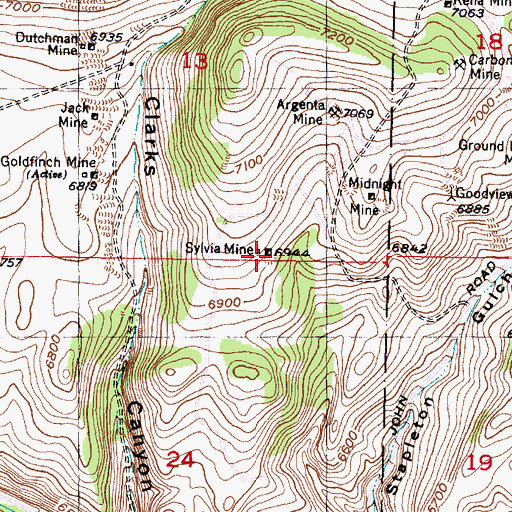 Topographic Map of Sylvia Mine, MT