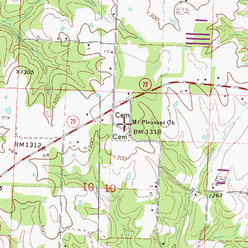Topographic Map of Mount Pleasant Missionary Baptist Church, AR