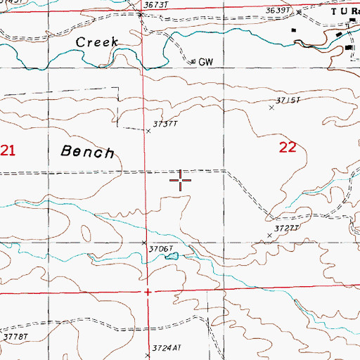 Topographic Map of T U Bench, MT