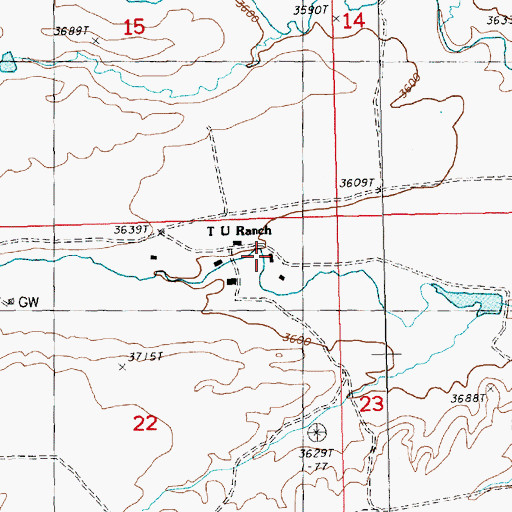 Topographic Map of T U Ranch, MT