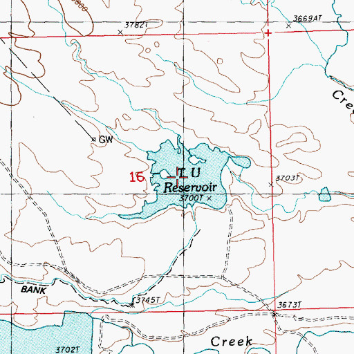 Topographic Map of T U Reservoir, MT